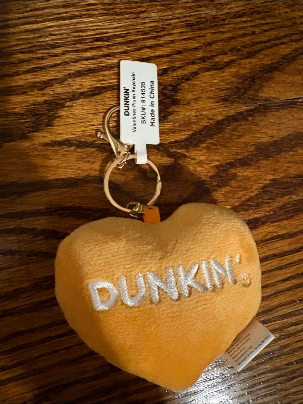 Dunkin' Orange Heart Plush Keyring